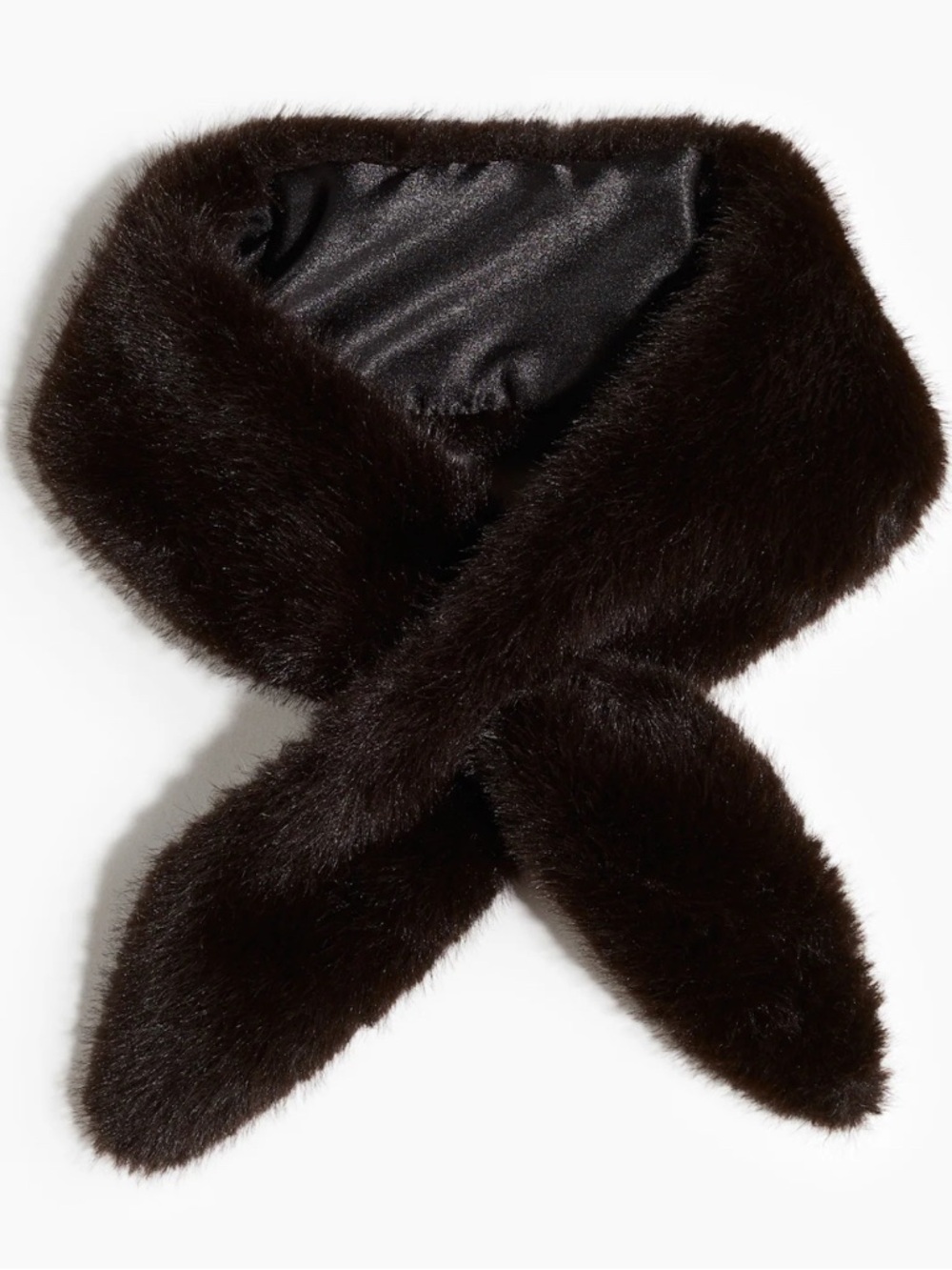 H&M Lux Faux Fur Scarf - Dark Brown